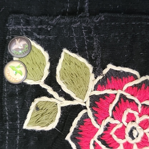 Joystick By Johnny Was Black Corduroy Embroidered Skull Roses Blazer - Picture 4 of 9